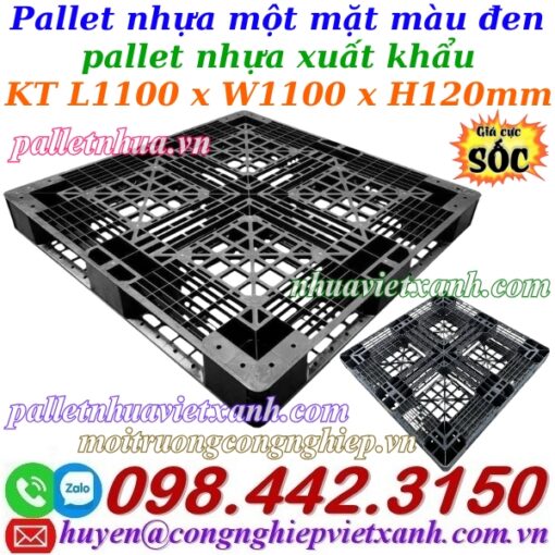 Pallet nhựa 1100x1100x120mm màu đen
