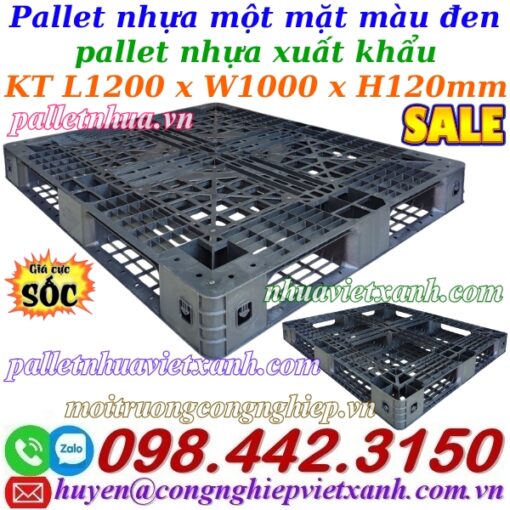 Pallet nhựa 1200x1000x120mm màu đen