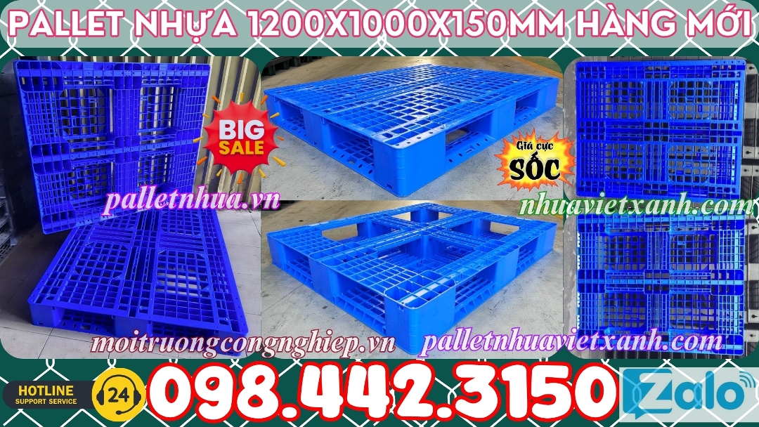 Pallet nhựa hàng mới màu xanh