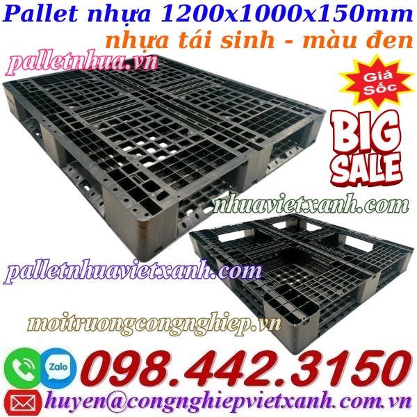 Pallet nhựa 1200x1000x150mm màu đen