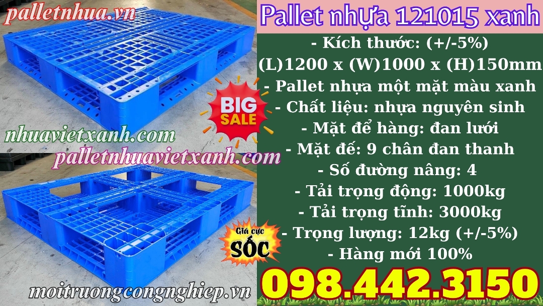 Pallet nhựa xanh nguyên sinh