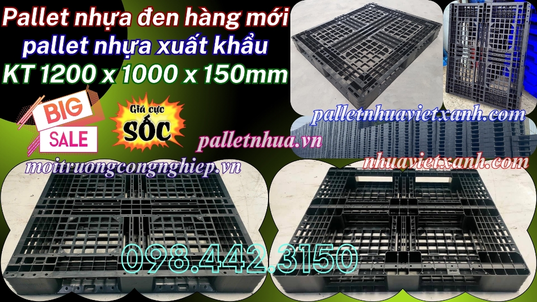 Pallet nhựa đen hàng mới
