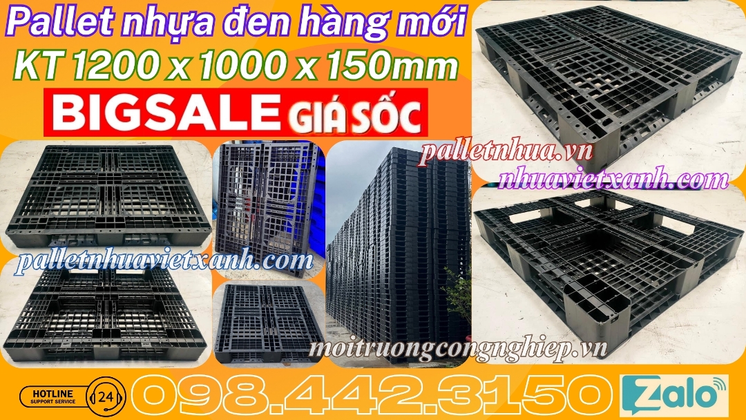 Pallet nhựa đen hàng mới