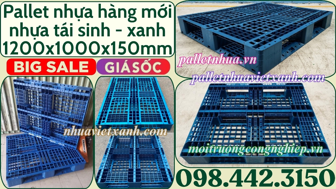 Pallet nhựa hàng mới 1200x1000x150mm nhựa tái sinh