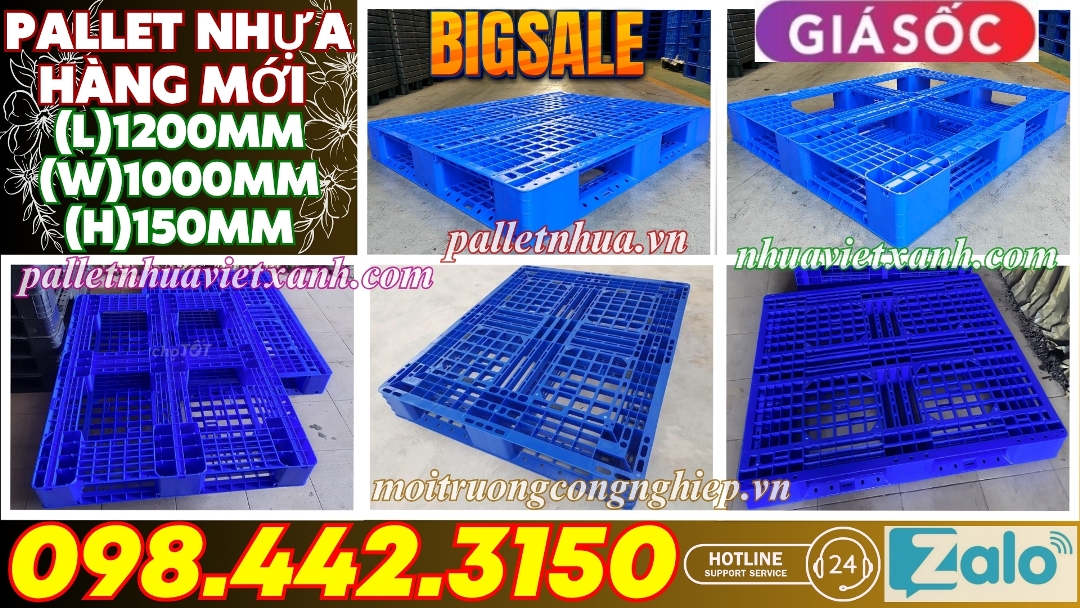 Pallet nhựa màu xanh nhựa nguyên sinh