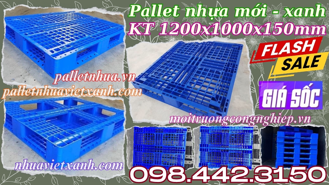 Pallet nhựa mới xanh 1200x1000x150mm